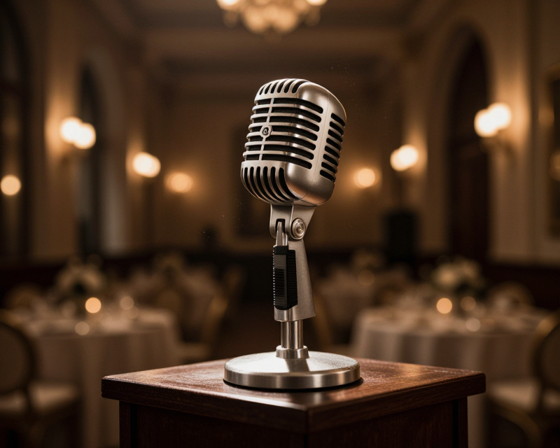 Vintage Microphone in Grand Ballroom